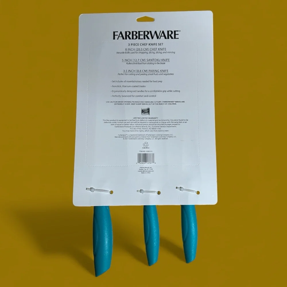 Farberware Titanium Coated 3 Piece Chef Knife Set